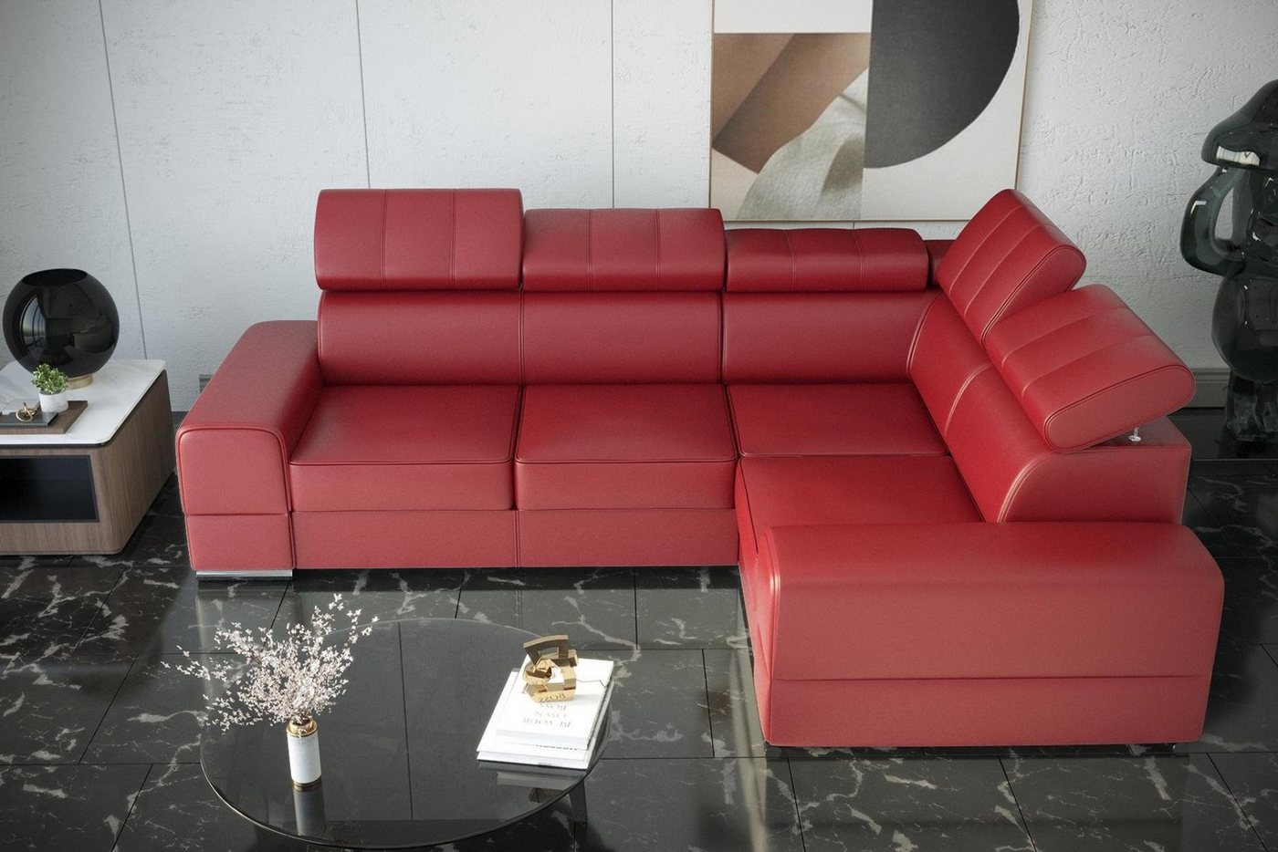 JVmoebel Ecksofa, Ecksofa Couch Sofas Textil Bett Funktion Design L Form Modern von JVmoebel
