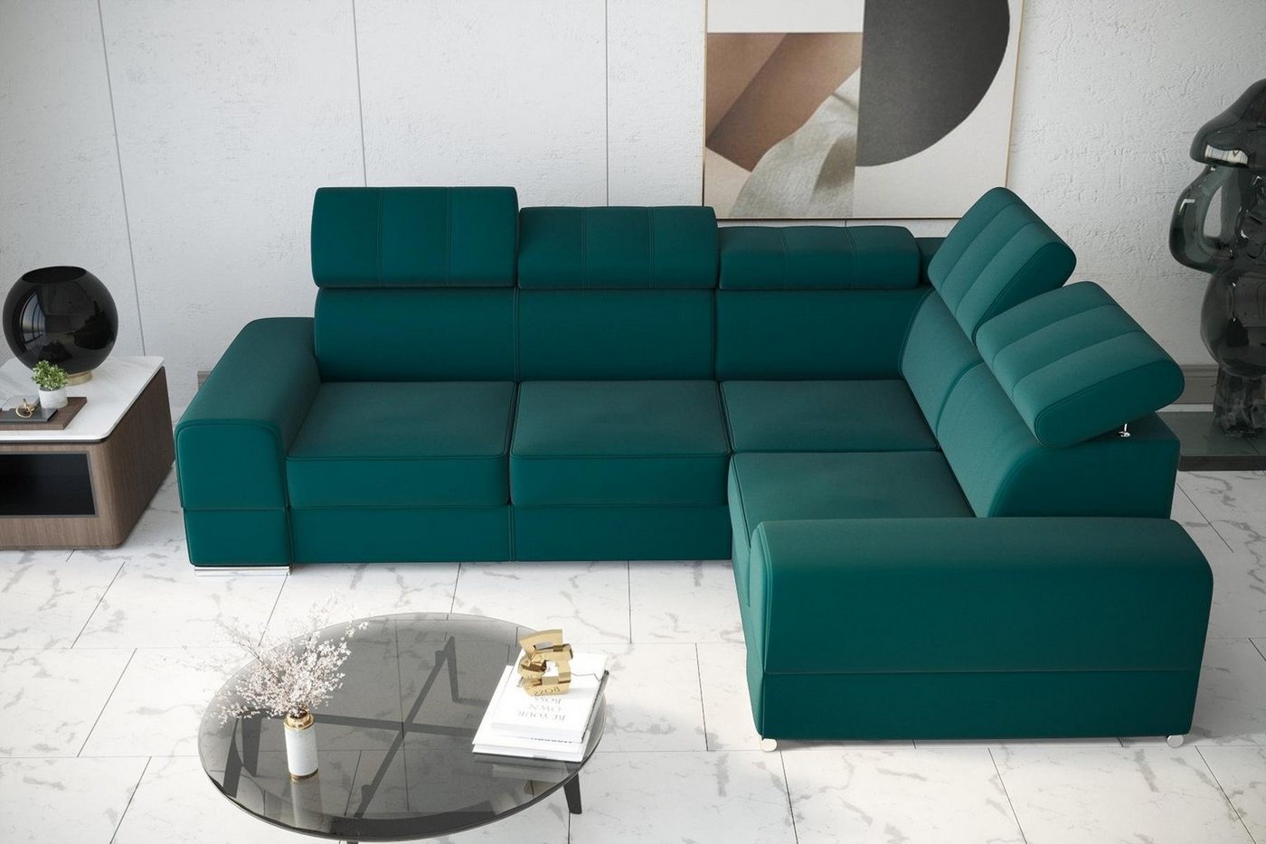JVmoebel Ecksofa, Ecksofa Couch Sofas Textil Bett Funktion Design L Form Modern von JVmoebel