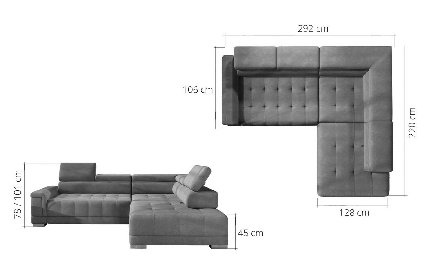 JVmoebel Ecksofa, Ecksofa L Form Couch Wohnlandschaft Sofa Eck Design Modern von JVmoebel