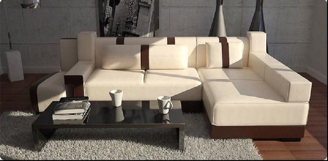 JVmoebel Ecksofa, Ecksofa Sofa Couch Polster Wohnlandschaft Leder Eck Sofas LForm von JVmoebel