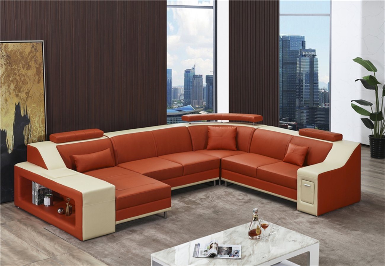 JVmoebel Ecksofa, Ecksofa Sofa Wohnlandschaft U Form Polster Couch Ledersofa Sofa von JVmoebel