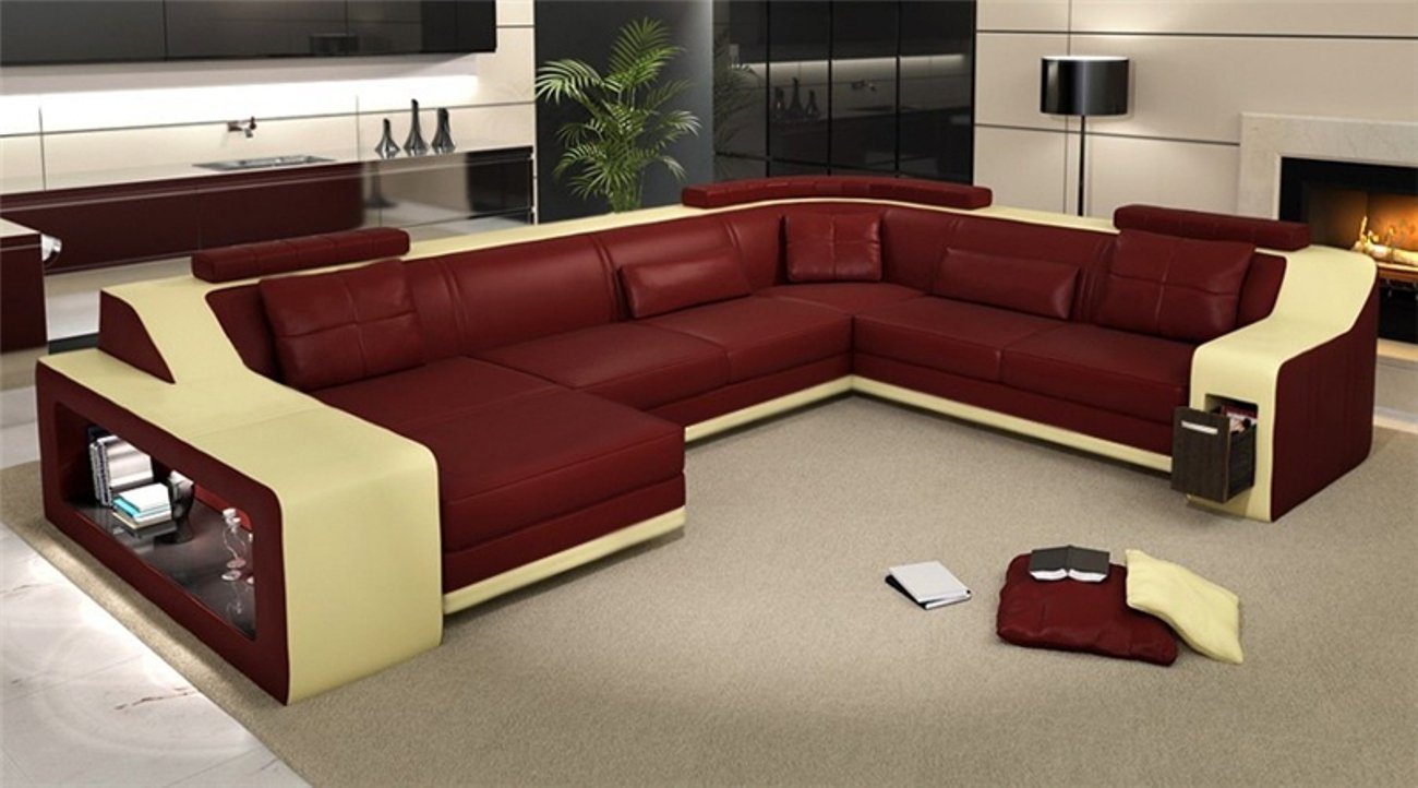 JVmoebel Ecksofa, Ecksofa Sofa Wohnlandschaft U Form Polster Couch Ledersofa Sofa von JVmoebel