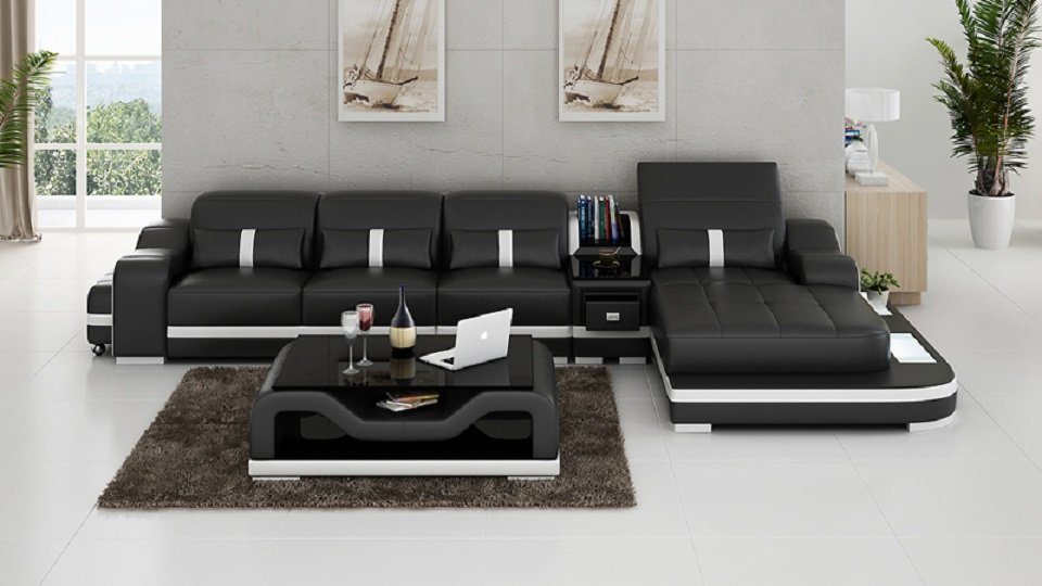 JVmoebel Ecksofa, Ecksofa Stoff LForm Bettfunktion Couch Design Polster Textil Leder von JVmoebel
