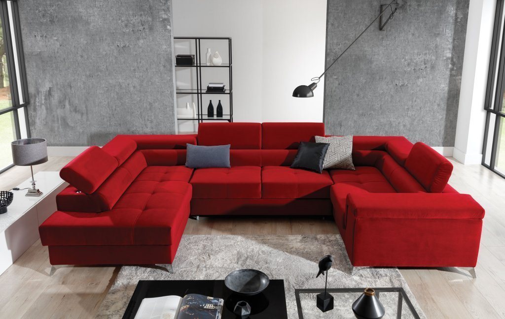 JVmoebel Ecksofa, Ecksofa U-Form Sofa Couch Design Polster Schlafsofa Bettfunktion von JVmoebel