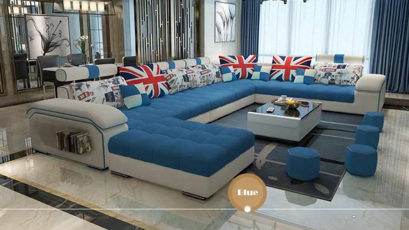 JVmoebel Wohnlandschaft UForm Sofa Couch Leder Textil Sofas Grau Modern Bequem, Made in Europa von JVmoebel