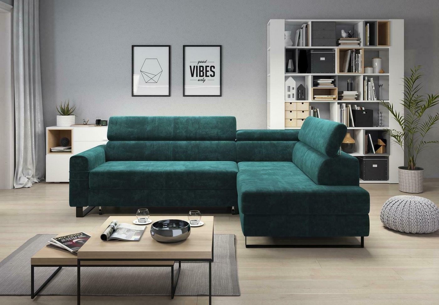 JVmoebel Ecksofa, Grüne Ecksofa Textil Sofa Polstergarnitur Moderne Couch von JVmoebel