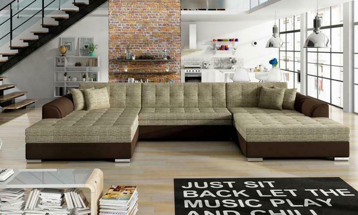 JVmoebel Ecksofa, Klassisch Design Ecksofa Vento Bettfunktion Couch Leder Polster Textil von JVmoebel