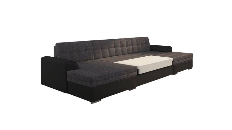 JVmoebel Wohnlandschaft Klassisch Vento Bettfunktion Couch Leder Polster Textil Sofas Grau, Made in Europa von JVmoebel