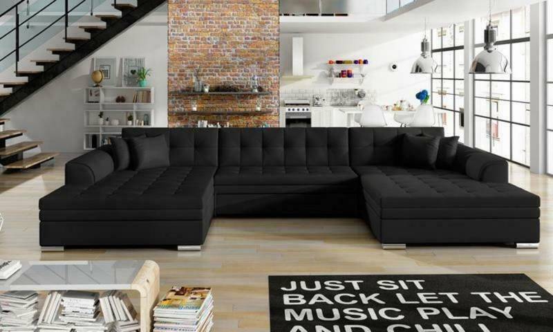JVmoebel Wohnlandschaft Klassisch Vento Bettfunktion Couch Leder Polster Textil Sofas Grau, Made in Europa von JVmoebel