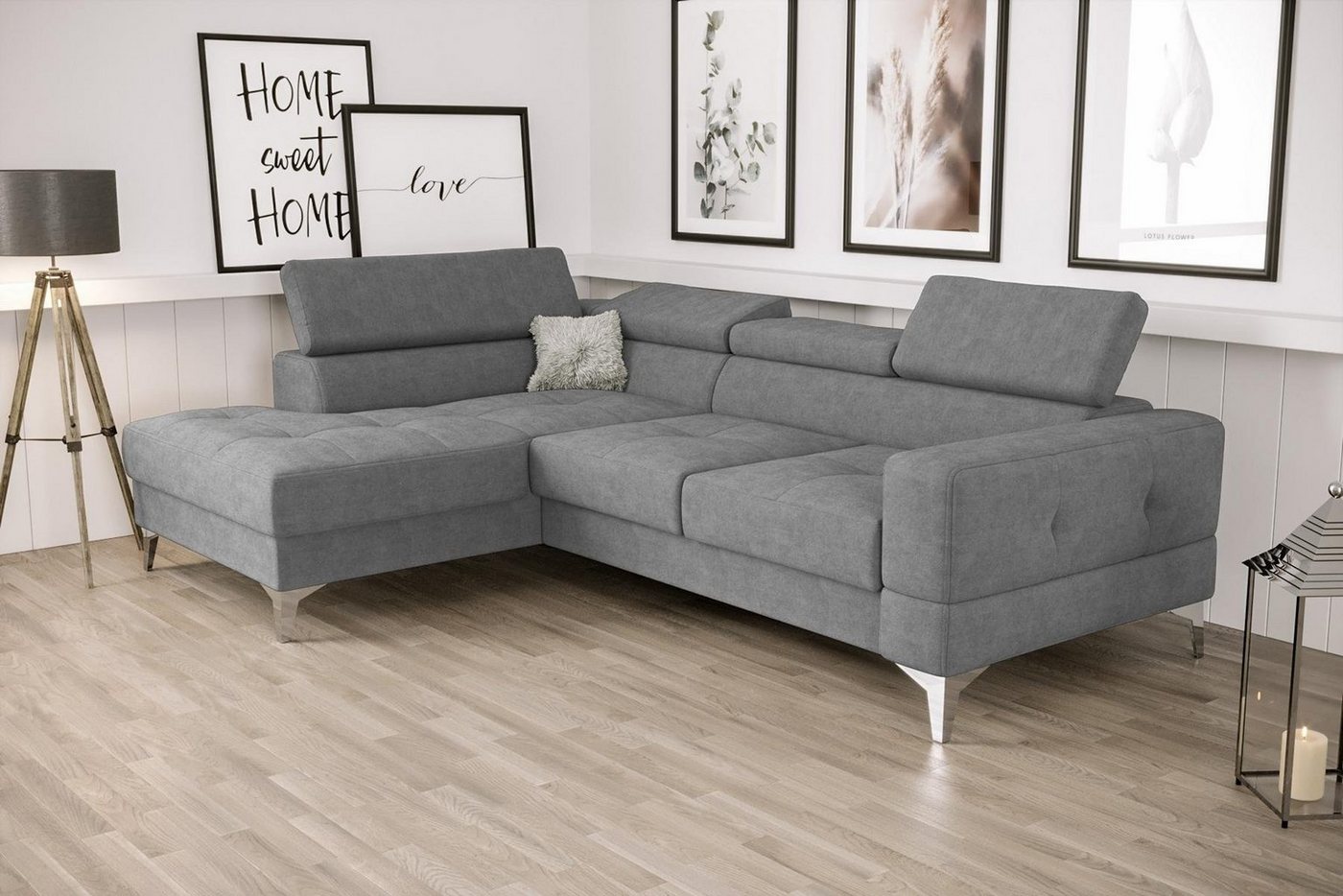 JVmoebel Ecksofa, L-Form Möbel Design Schwarz Leder Holz Neu Modern Luxus Italien von JVmoebel