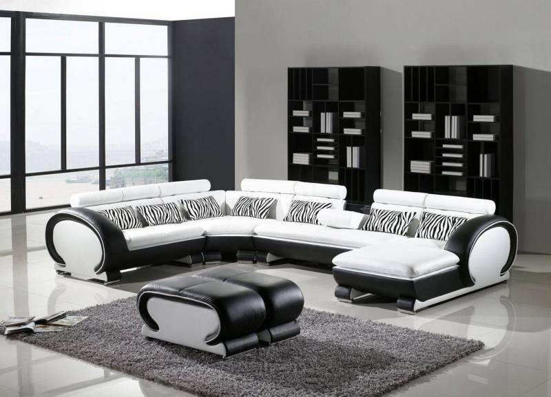 JVmoebel Ecksofa, Ledersofa Ecksofa +2x Hocker Polster U Form Couch Design von JVmoebel