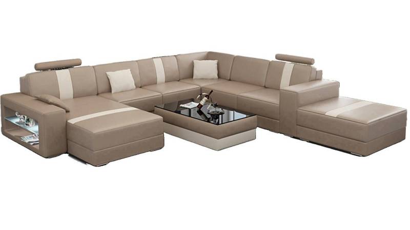 JVmoebel Ecksofa Ledersofa U-Form Couch Wohnlandschaft Garnitur Sofa Schwarz, Made in Europa von JVmoebel