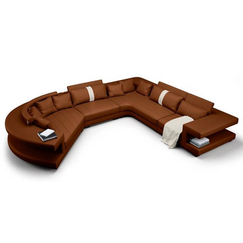 JVmoebel Ecksofa Wohnlandschaft Sofa Couch Big Polster Leder Sofas Ecke "Braun", Made in Europa von JVmoebel