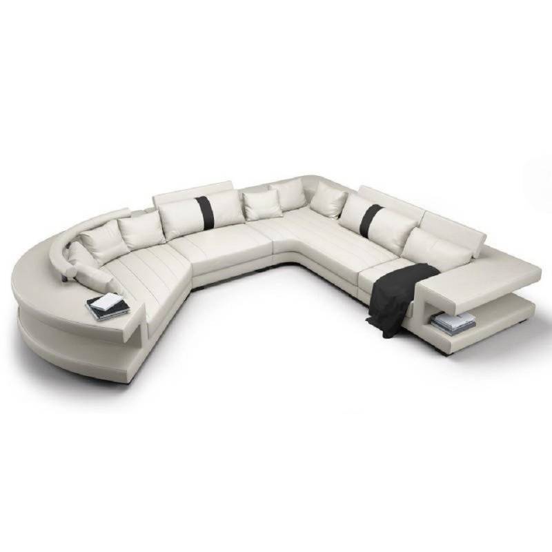 JVmoebel Wohnlandschaft Sofa Couch Polster Rundsofa Rundes Sofa Leder Weiß, Made in Europa von JVmoebel