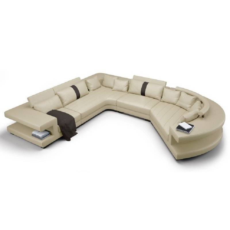 JVmoebel Wohnlandschaft Sofa Couch Polster Rundsofa Rundes Sofa Leder Weiß, Made in Europa von JVmoebel