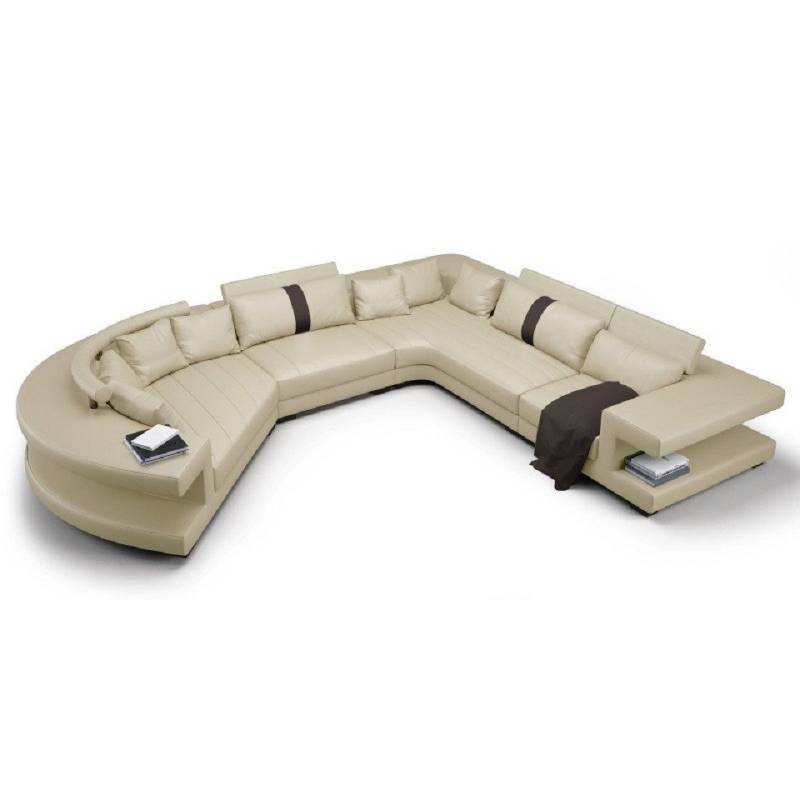 JVmoebel Wohnlandschaft Sofa Couch Polster Rundsofa Rundes Sofa Leder Weiß, Made in Europa von JVmoebel