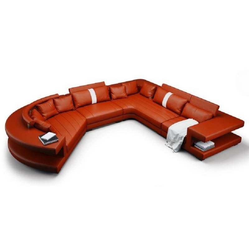 JVmoebel Wohnlandschaft Sofa Couch Polster Rundsofa Rundes Sofa Leder Weiß, Made in Europa von JVmoebel