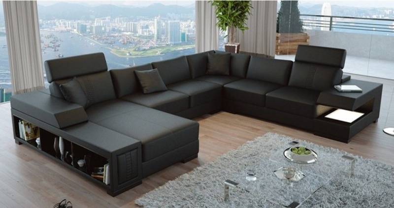 JVmoebel Ecksofa U Form Sofa Couch Polster Ecksofa Wohnlandschaft Ledersofa Badra, Made in Europa von JVmoebel