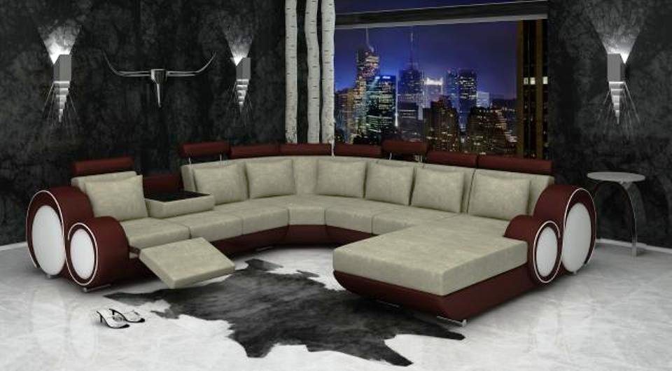 JVmoebel Wohnlandschaft Polster Leder Textil Sofa Couch Eck Sitz Garnitur Wohnlandschaft Big, Made in Europa JVmoebel Wohnlandschaft Polster Leder Textil Sofa Couch Eck Sitz Garnitur Wohnlandschaft Big, Made in Europa von JVmoebel