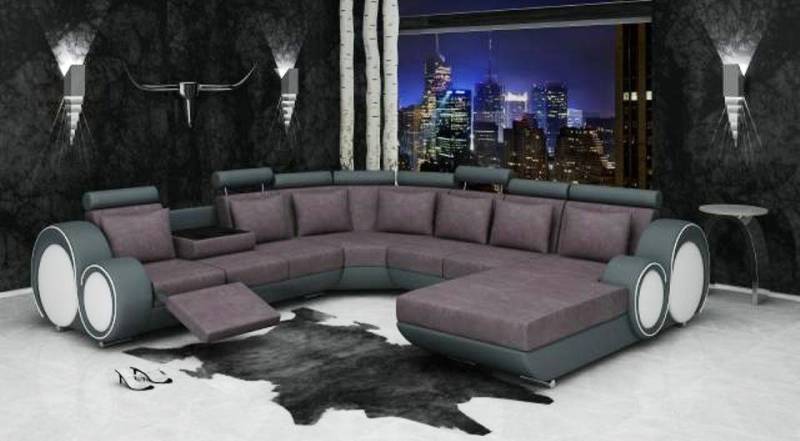 JVmoebel Wohnlandschaft Polster Leder Textil Sofa Couch Eck Sitz Garnitur Wohnlandschaft Big, Made in Europa von JVmoebel