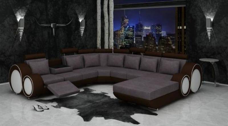 JVmoebel Wohnlandschaft Polster Leder Textil Sofa Couch Eck Sitz Garnitur Wohnlandschaft Big, Made in Europa von JVmoebel