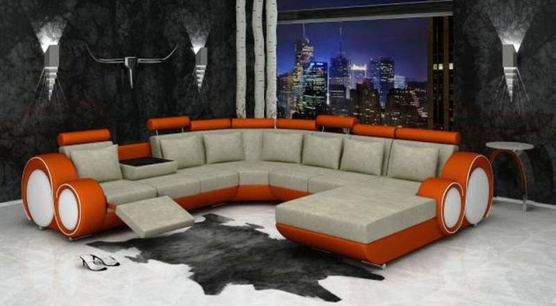 JVmoebel Wohnlandschaft Polster Leder Textil Sofa Couch Eck Sitz Garnitur Wohnlandschaft Big, Made in Europa von JVmoebel