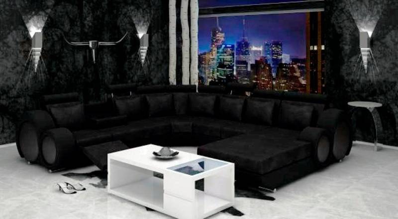 JVmoebel Wohnlandschaft Polster Leder Textil Sofa Couch Eck Sitz Garnitur Wohnlandschaft Big, Made in Europa von JVmoebel