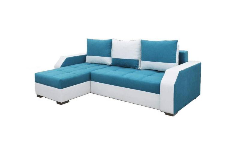 JVmoebel Ecksofa Bettfunktion Couch Leder Textil Polster Sofas Couchen Sofa Aris Blau, Made in Europa von JVmoebel