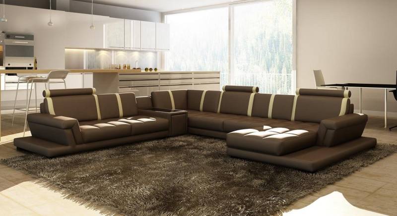 JVmoebel Ecksofa Ledersofa Sofa Couch Polster Wohnlandschaft Ledersofa U Form Garnitur, Made in Europa von JVmoebel