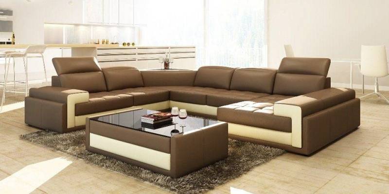 JVmoebel Ecksofa Ledersofa Sofa Sitz Wohnlandschaft U Form Couch Garnitur Big XXL, Made in Europa von JVmoebel