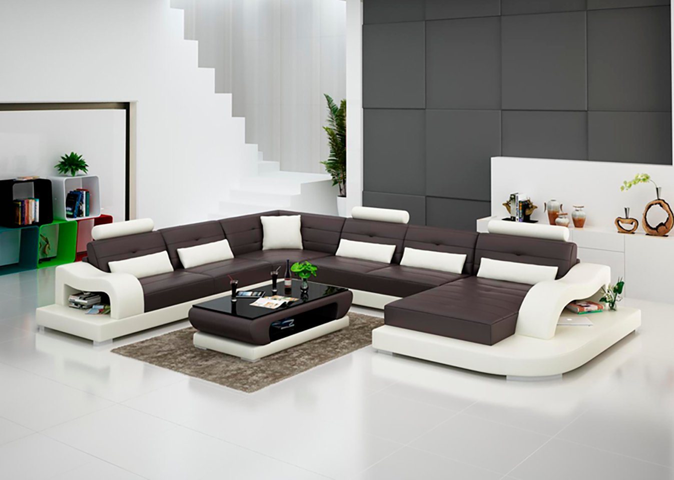 JVmoebel Ecksofa Ledersofa Couch Wohnlandschaft Eck Garnitur Sofa Weiß, Made in Europa JVmoebel Ecksofa Ledersofa Couch Wohnlandschaft Eck Garnitur Sofa Weiß, Made in Europa von JVmoebel