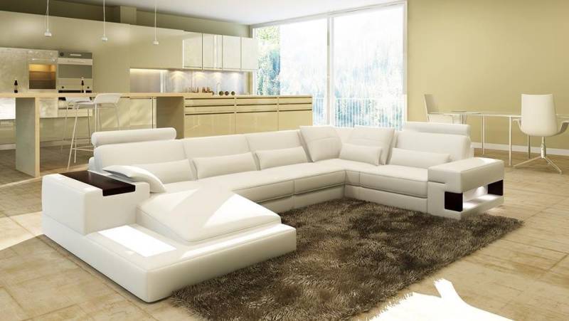 JVmoebel Ecksofa Marken Sofa Wohnlandschaft Ledersofa Couch Garnitur Wohnlandschaften, Made in Europa von JVmoebel