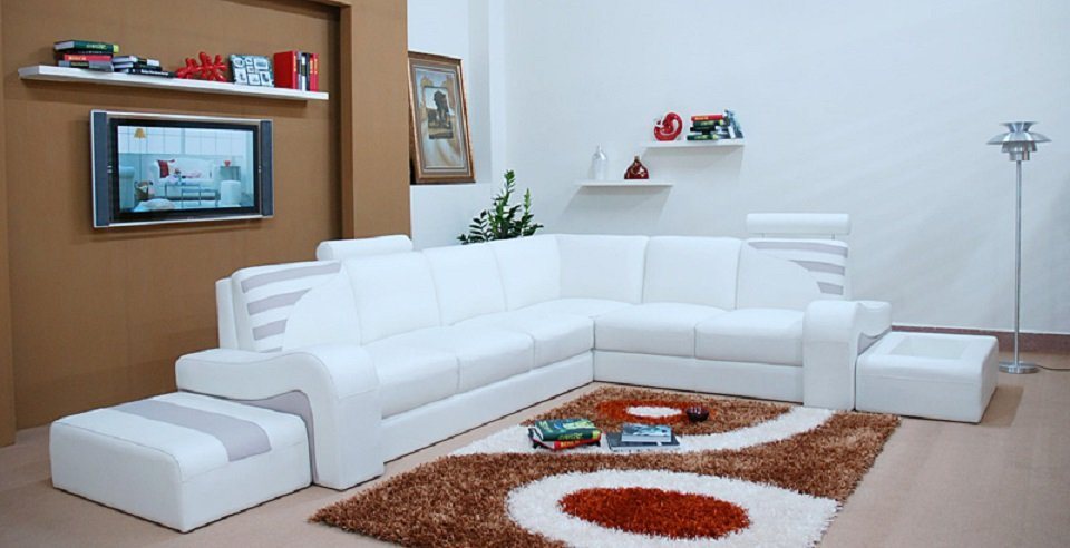 JVmoebel Ecksofa, Moderne Sofa L Form Polster Sitz Ecke Couch + Hocker Wohnlandschaft von JVmoebel