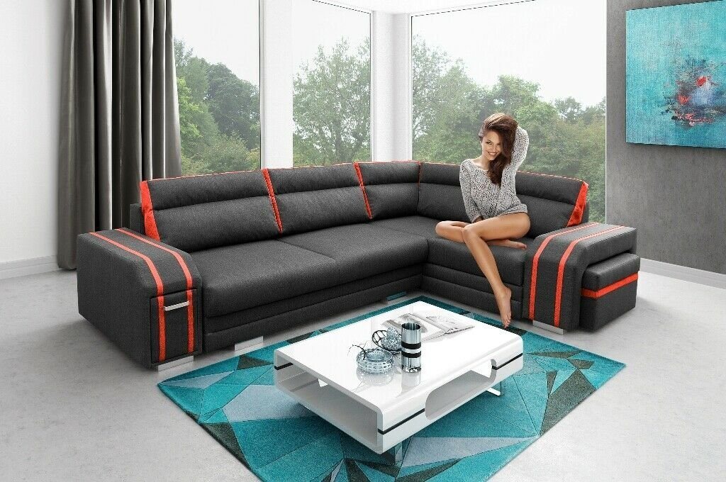 JVmoebel Ecksofa, Polstersofa Loungesofa Couch Sitzgruppe Wohnzimmer Kissen Sofa Ecksofa von JVmoebel