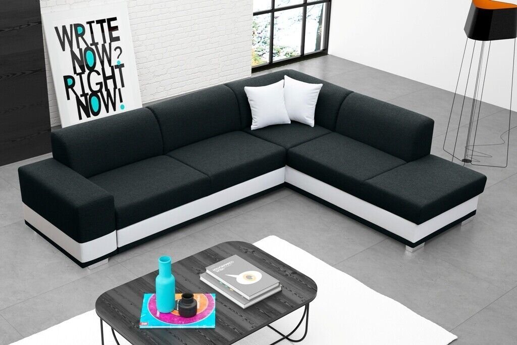 JVmoebel Ecksofa, Polstersofa Loungesofa Couch Wohnzimmer mit Kissen Sofa L-Form Grau von JVmoebel