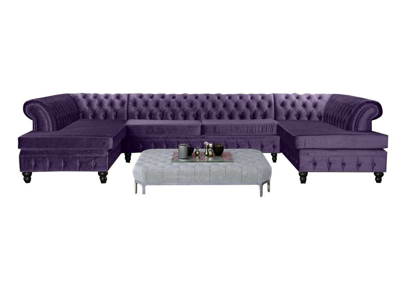 JVmoebel Ecksofa, Set Luxury Modern Ecksofa U-Form Chesterfield und Couchtisch von JVmoebel