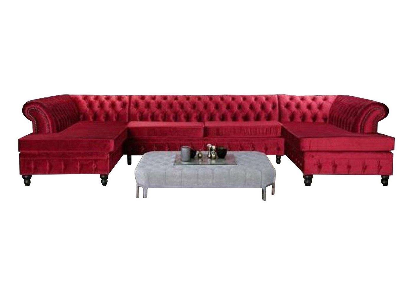 JVmoebel Ecksofa, Set Luxury Modern Ecksofa U-Form Chesterfield und Couchtisch von JVmoebel