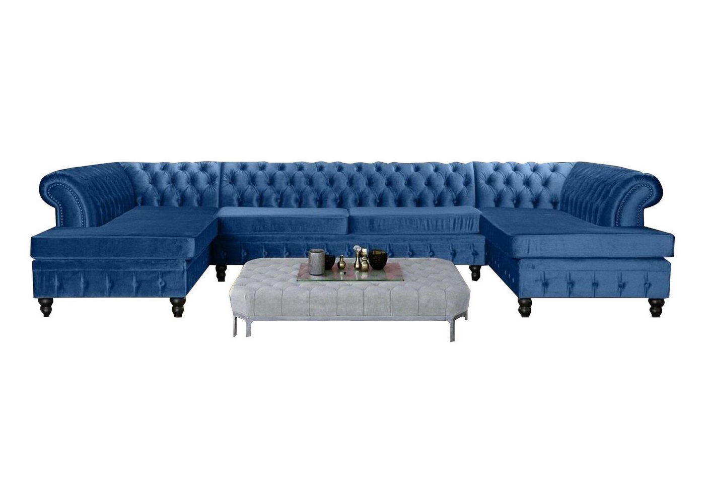 JVmoebel Ecksofa, Set Luxury Modern Ecksofa U-Form Chesterfield und Couchtisch von JVmoebel