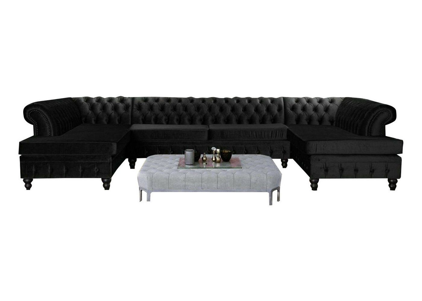 JVmoebel Ecksofa, Set Luxury Modern Ecksofa U-Form Chesterfield und Couchtisch von JVmoebel