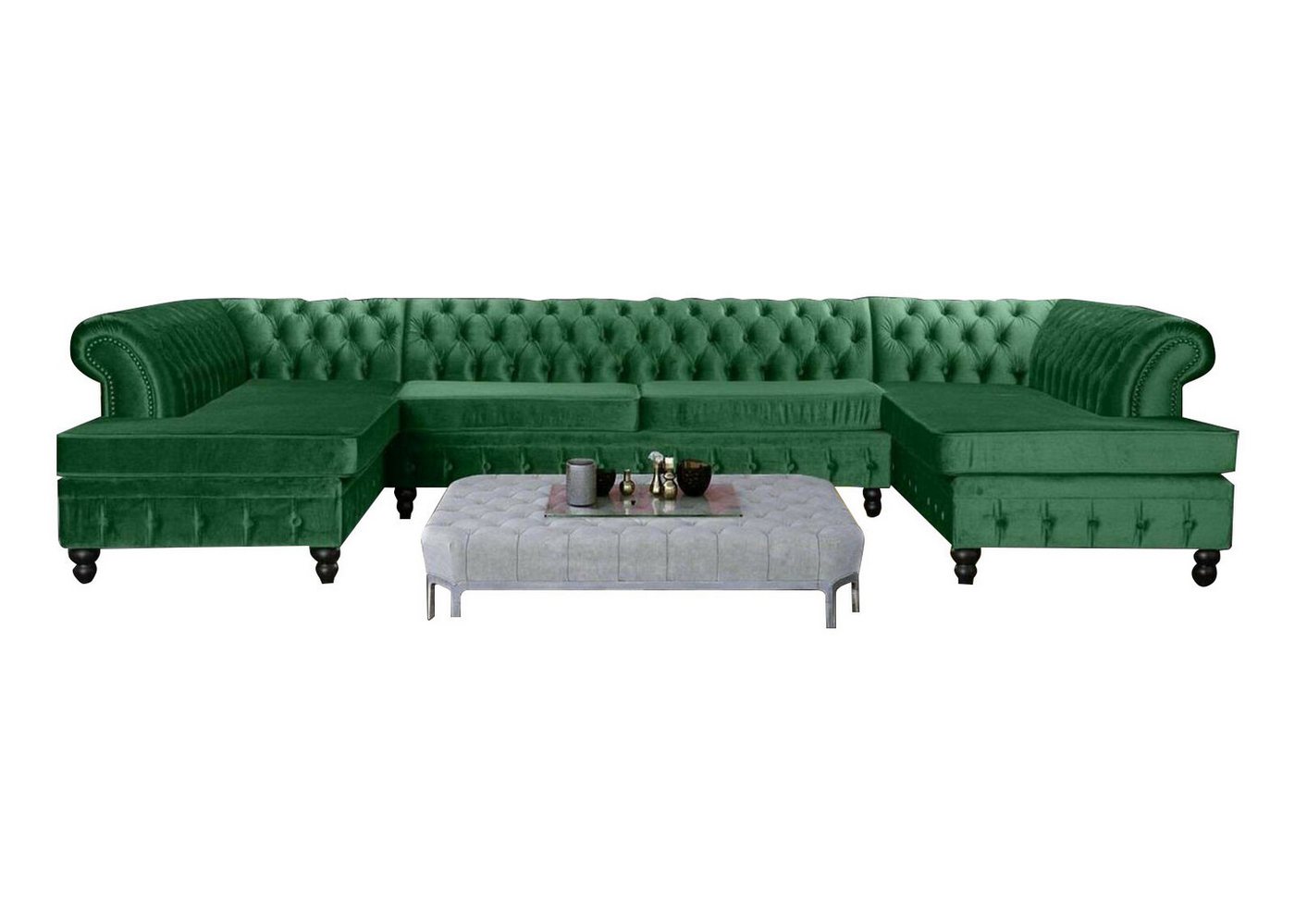 JVmoebel Ecksofa, Set Luxury Modern Ecksofa U-Form Chesterfield und Couchtisch von JVmoebel