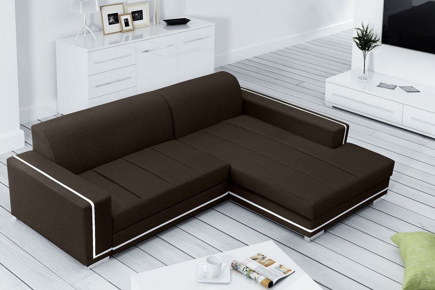 JVmoebel Ecksofa, Sofa Schlafsofa Designer Sofa mit Bettfunktion + Bettkasten von JVmoebel