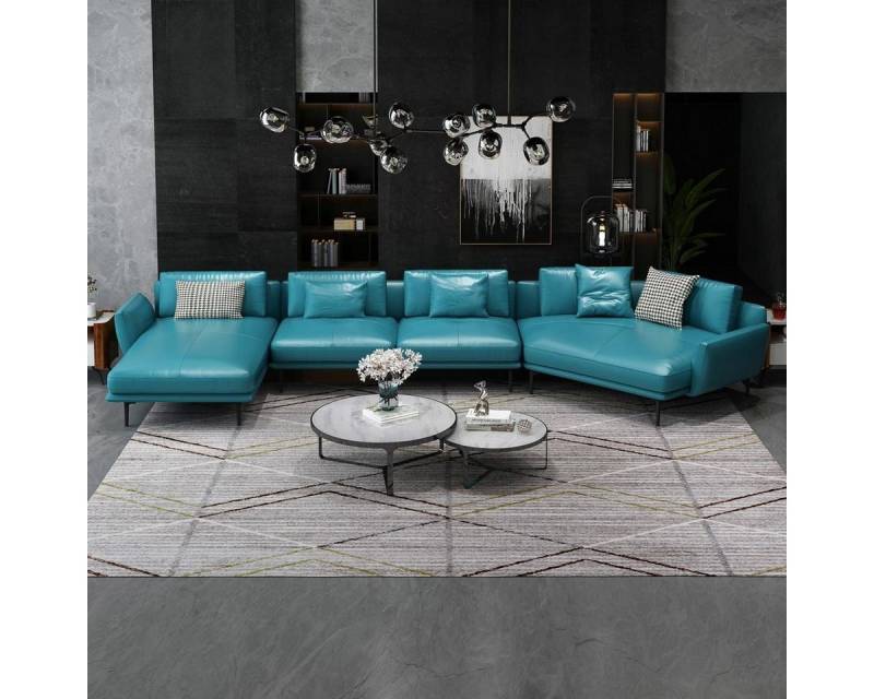 JVmoebel Wohnlandschaft Sofa U-Form Ledersofa Couch Wohnlandschaft Garnitur Sofas Turkis, Made in Europa von JVmoebel