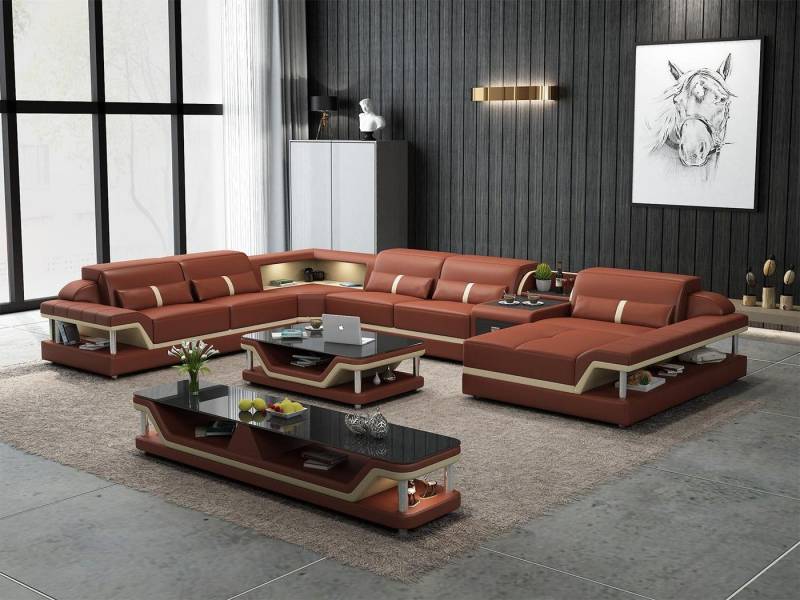 JVmoebel Ecksofa Sofa mit USB Wohnlandschaft U-Form Couch Polster Garnitur Weiß, Made in Europa von JVmoebel