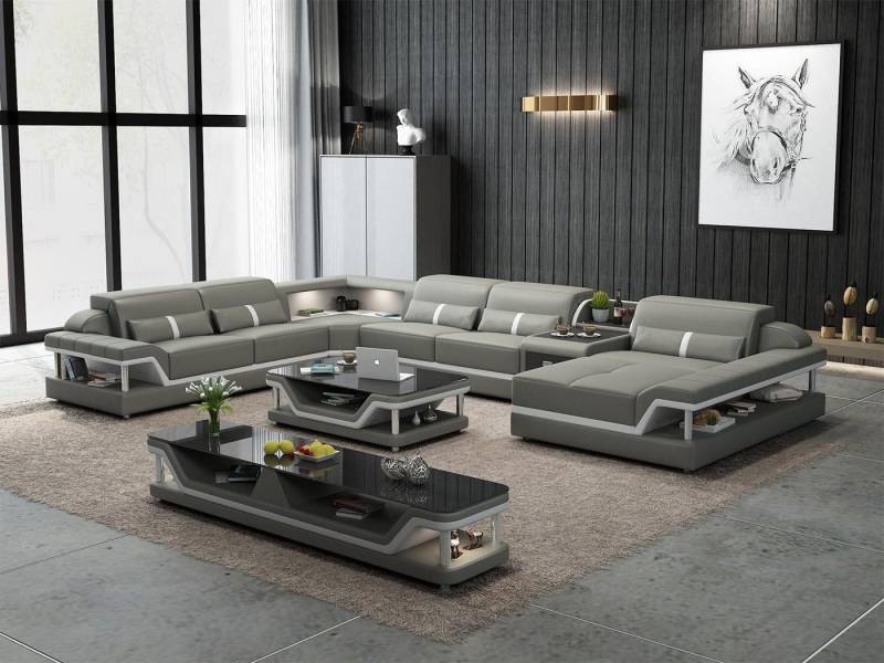 JVmoebel Ecksofa Sofa mit USB Wohnlandschaft U-Form Couch Polster Garnitur Weiß, Made in Europa von JVmoebel