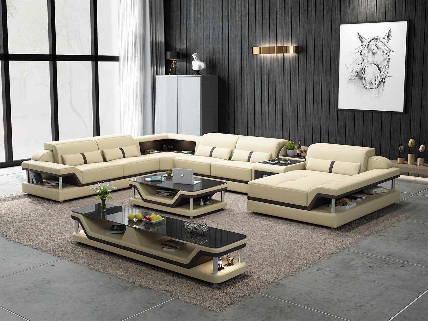 JVmoebel Ecksofa, Sofa mit USB Designer Wohnlandschaft U-Form Couch Ecksofa von JVmoebel