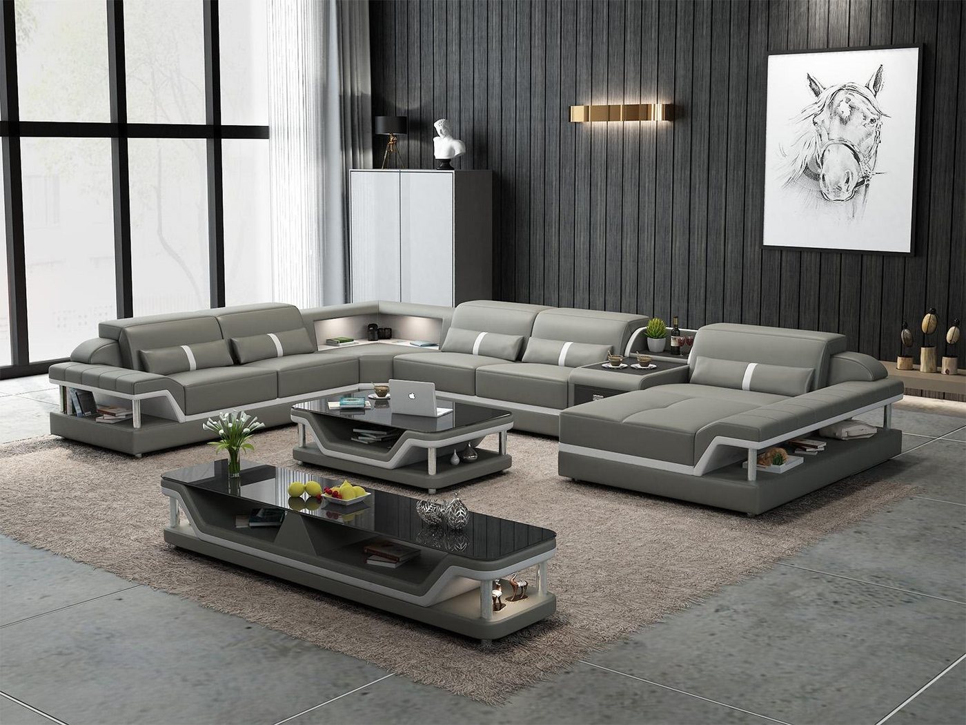 JVmoebel Ecksofa, Sofa mit USB Designer Wohnlandschaft U-Form Couch Ecksofa von JVmoebel