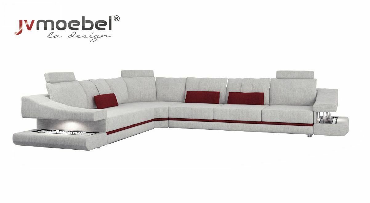 JVmoebel Ecksofa, Sofas Design Ecksofa L-Form Möbel Bett Funktionen Textil Leder von JVmoebel