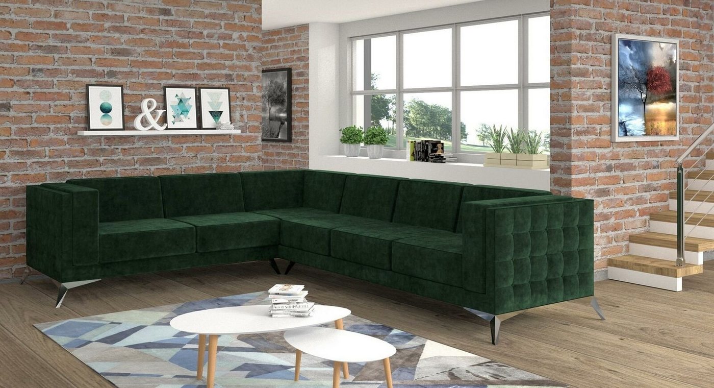 JVmoebel Ecksofa, Stoff L-Form Couch Wohnlandschaft Ecksofa Garnitur Design Modern von JVmoebel