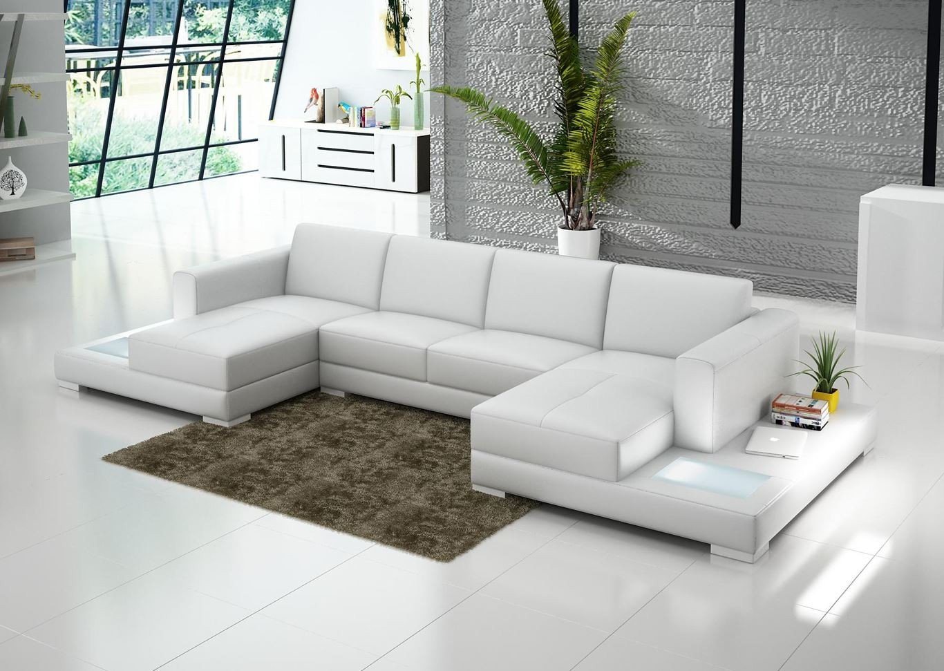 JVmoebel Ecksofa, U Form Sofa Couch Polster Wohnlandschaft Design Ecksofa Leder Couchen von JVmoebel