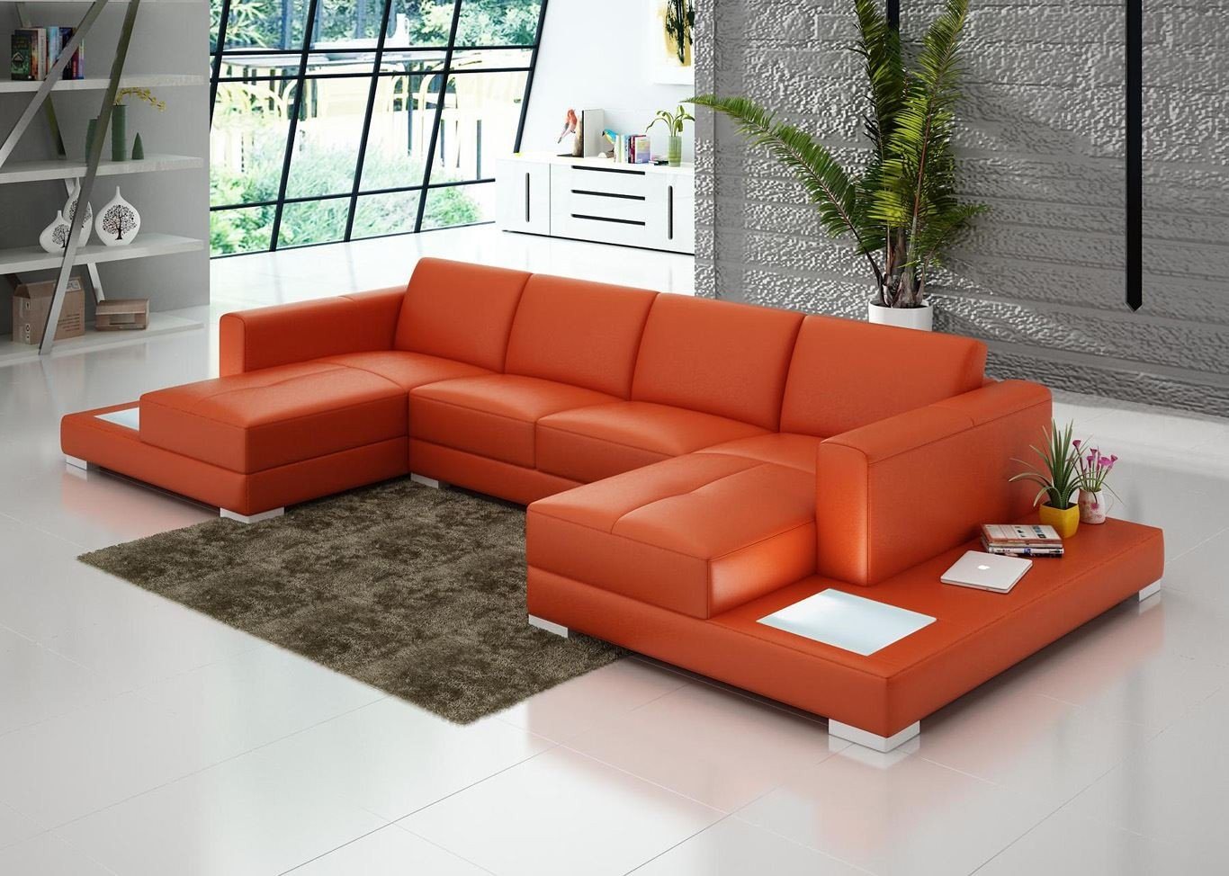 JVmoebel Ecksofa, U Form Sofa Couch Polster Wohnlandschaft Design Ecksofa Leder Couchen von JVmoebel